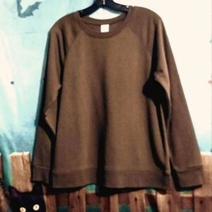TIME AND TRUE BRAND MILITARY GREEN GRUNGE SWEATSHIRT WOMEN'S L